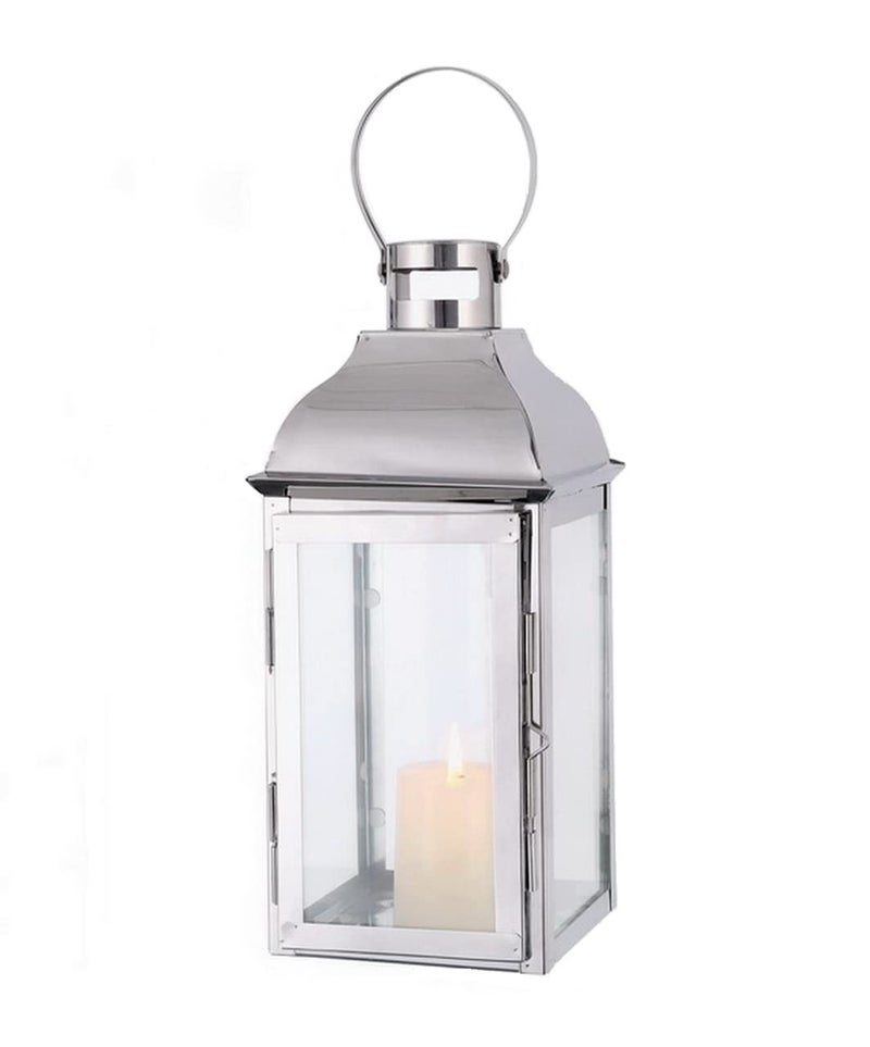 JHY DESIGN Silver Decorative Lanterns 12.5''High Stainless Steel Candle Lanterns with Tempered Glass for Indoor Outdoor Events Parities and Weddings Vintage Style Hanging Lamps - Image 4
